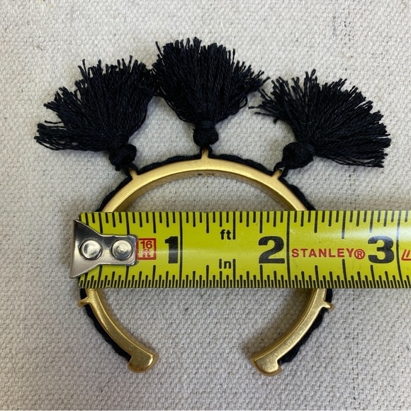 Madewell Black Tassel Fringe Gold Bangle Bracelet - Picture 4 of 4